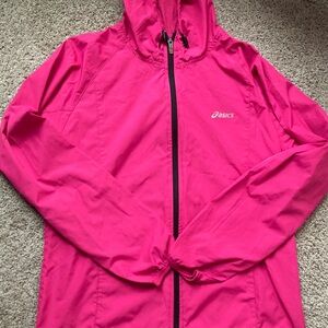 ASICS Pink Lightweight Windbreaker Running Packable Jacket Sz Medium